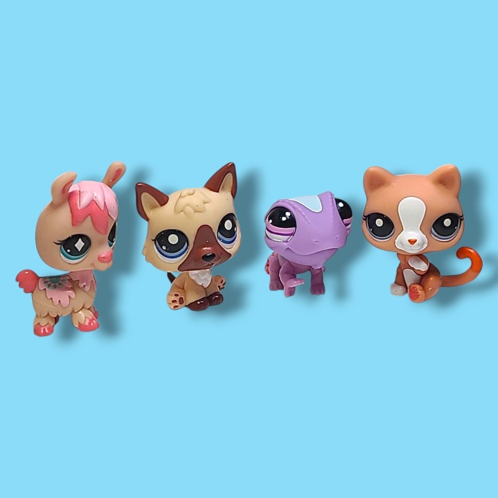 Lot 4 LPS Littlest Pet Shop Animals 2009 & 2010 C-031G Cat Dog Llama Chameleon - Picture 3 of 5